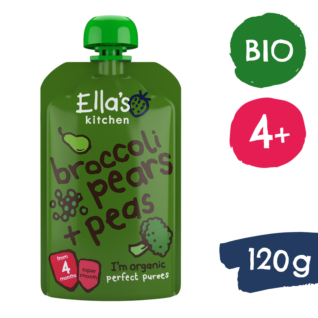 Ella's Kitchen BIO Hruška, hrášek a brokolice (120 g)