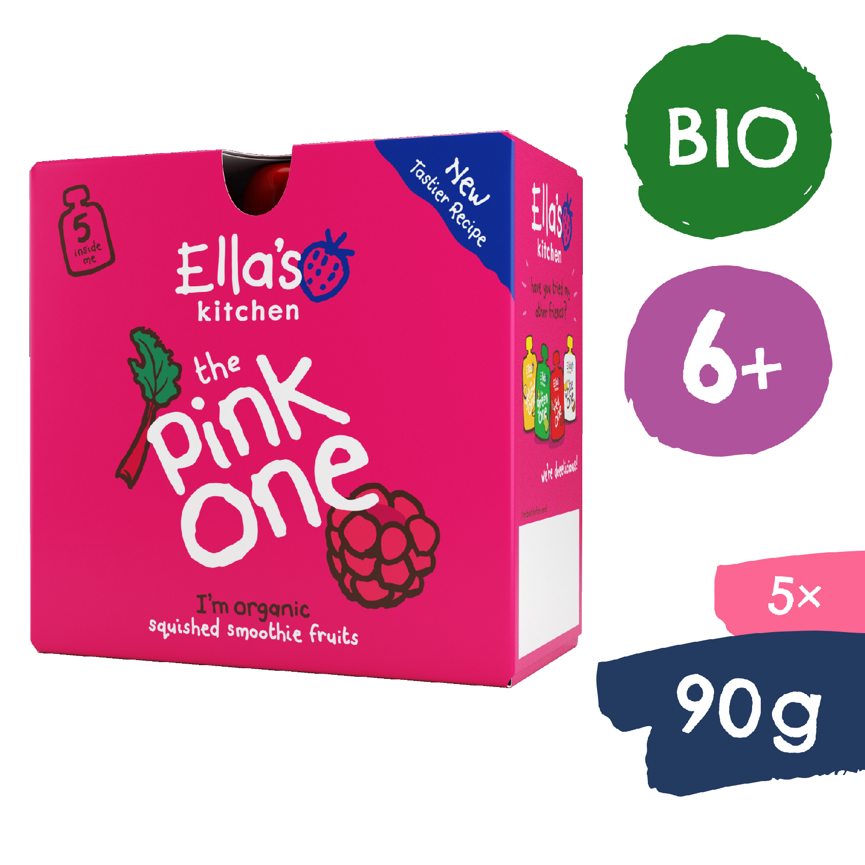 Ella's Kitchen BIO PINK ONE ovocné smoothie s rebarborou (5x90 g)