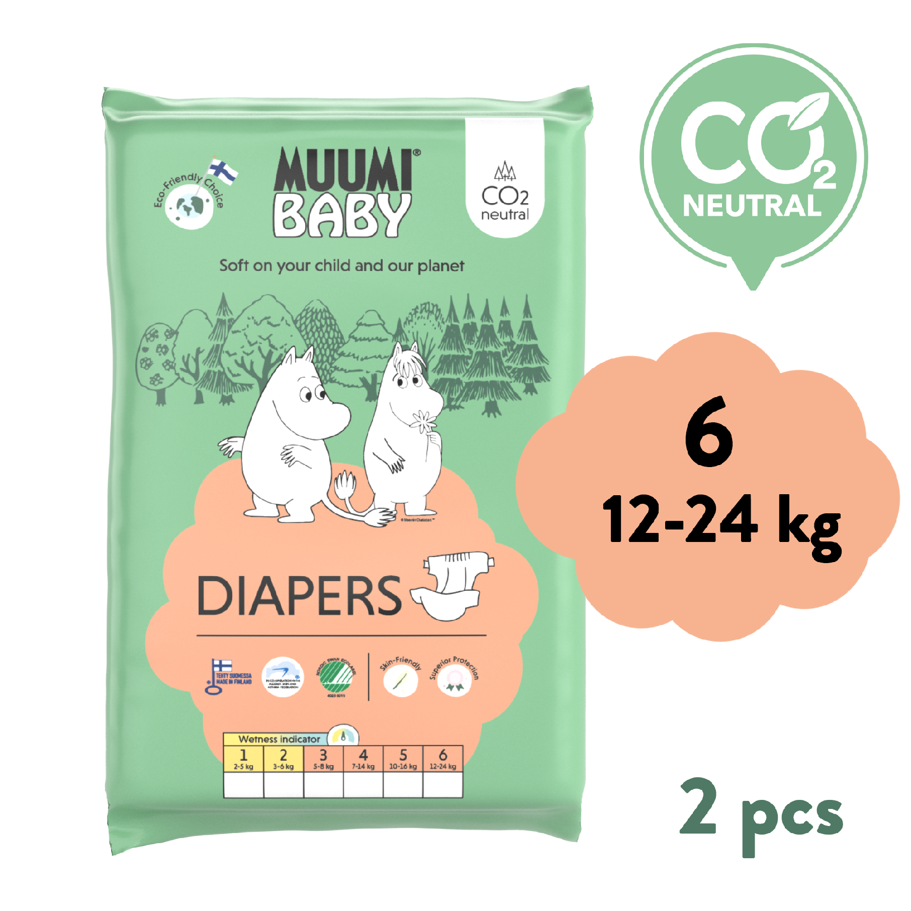 Muumi Baby 6 Junior 12–24 kg (2 ks), eko pleny