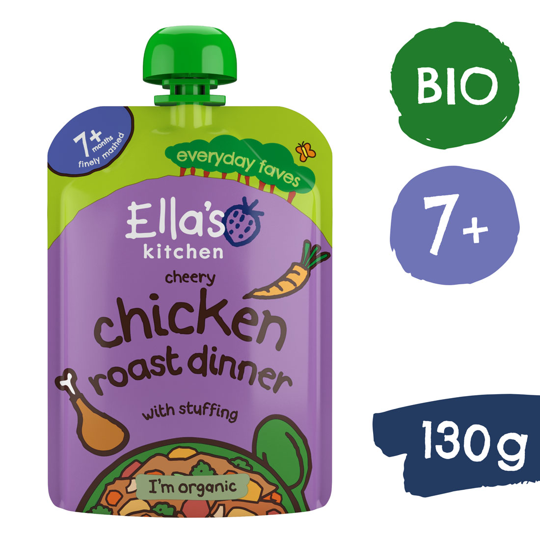 Levně Ella's Kitchen BIO Pečené kuře s nádivkou (130 g)