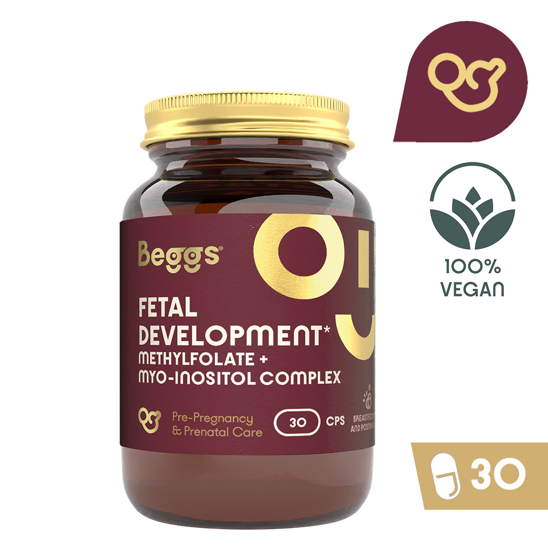 Beggs Methylfolate + myo-inositol Complex (30 cps.)