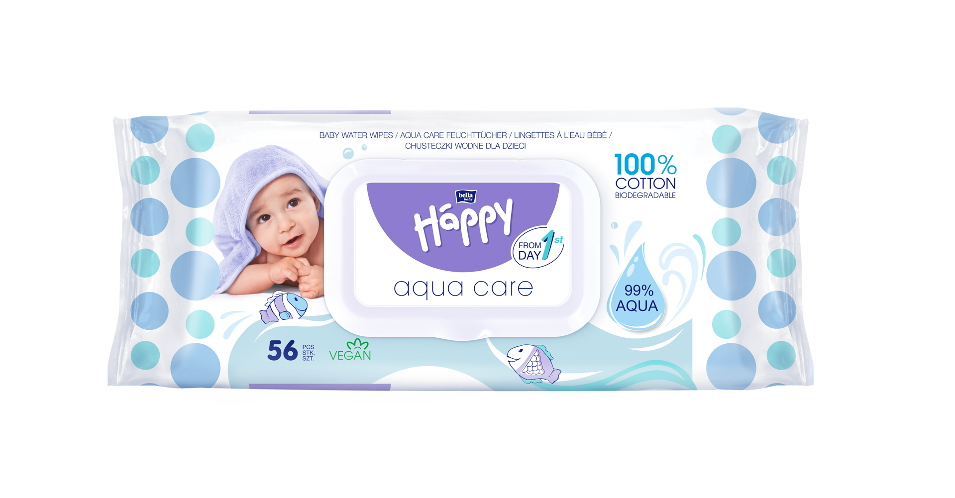 Bella Happy Baby čisticí ubrousky Aqua care (56 ks)