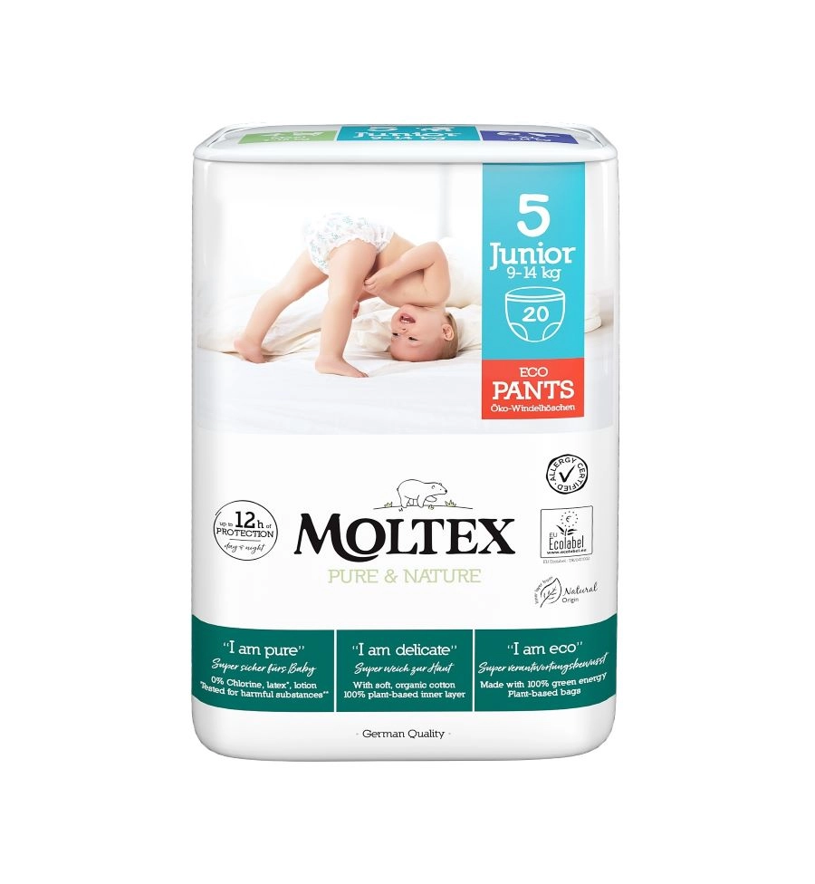 Natahovací plenkové kalhotky Moltex Pure & Nature Junior 9-14 kg (20 ks)