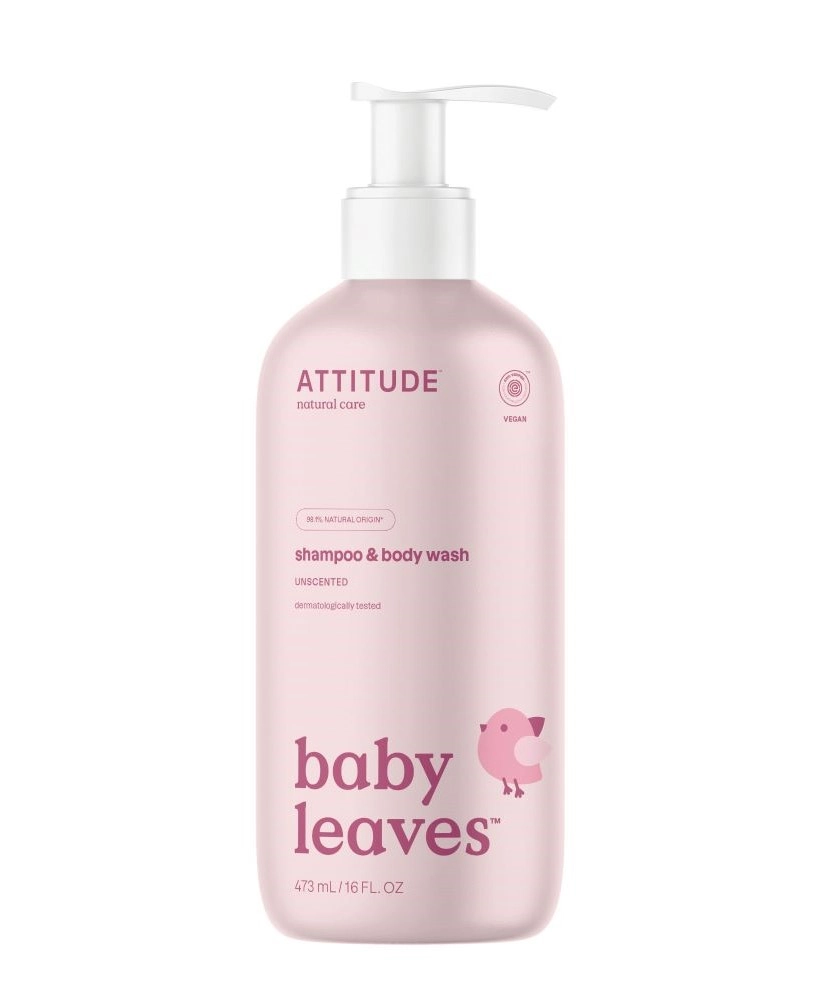 2v1 dětský šampon a tělové mýdlo ATTITUDE Baby leaves bez vůně  473 ml