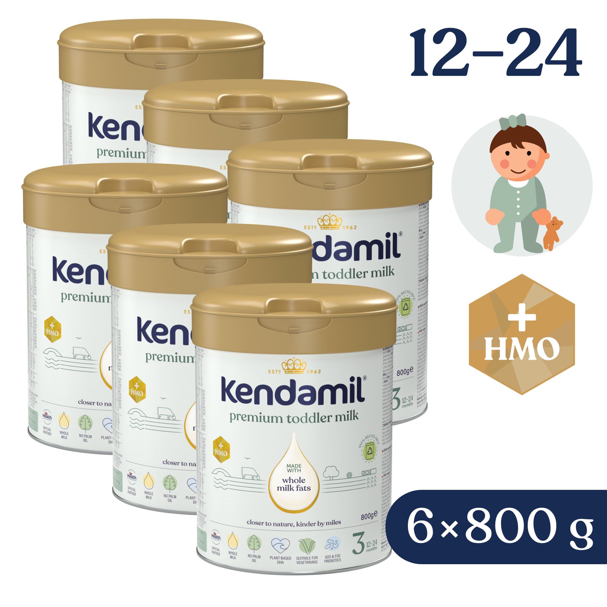 6x Kendamil Premium 3 HMO+ (800 g)