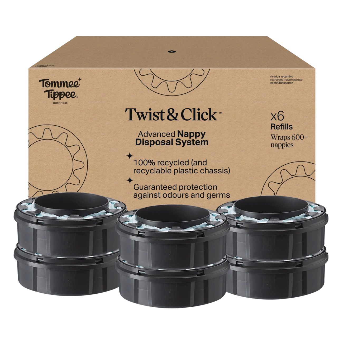 Tommee Tippee Twist & Click Náhradní Kazety, 6 ks
