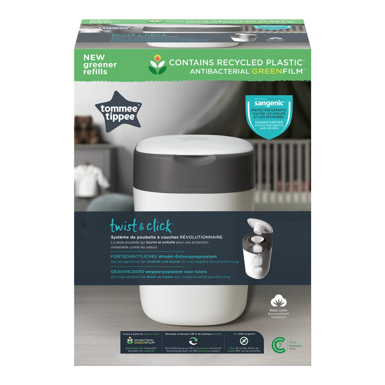 Tommee Tippee Twist & Click Koš Na Pleny, Bílý