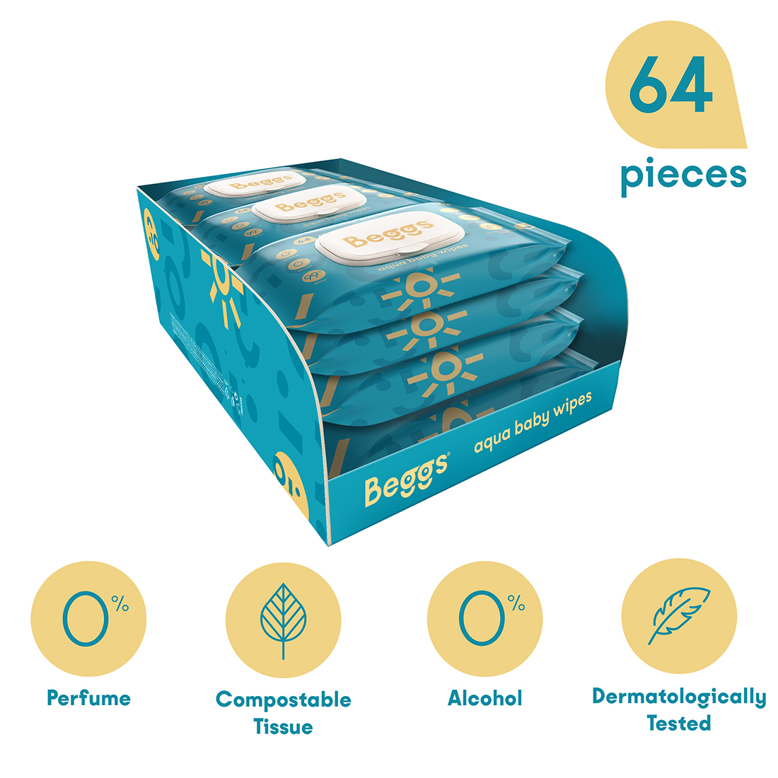 12x Beggs vlhčené splachovatelné ubrousky (64 ks)