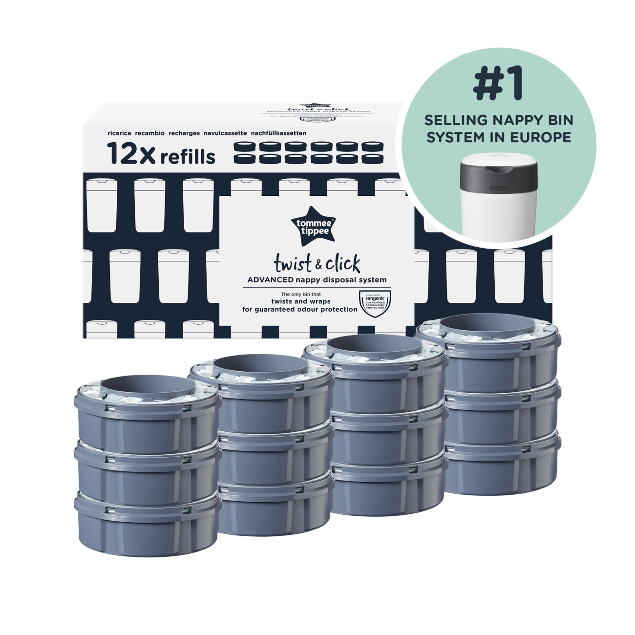 Tommee Tippee Twist & Click Náhradní Kazety Výhodné Balení, 12 ks
