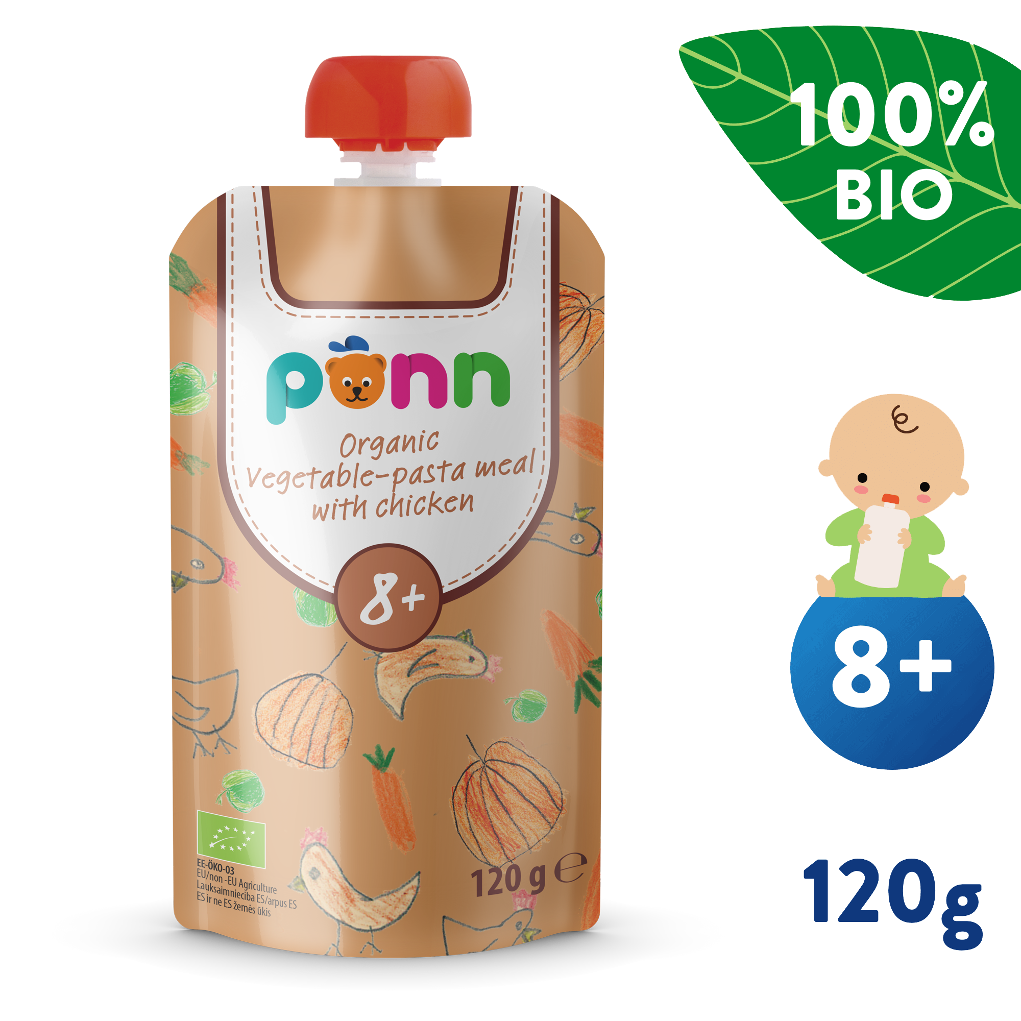 SALVEST Põnn BIO Kuřátko s těstovinami (120 g)