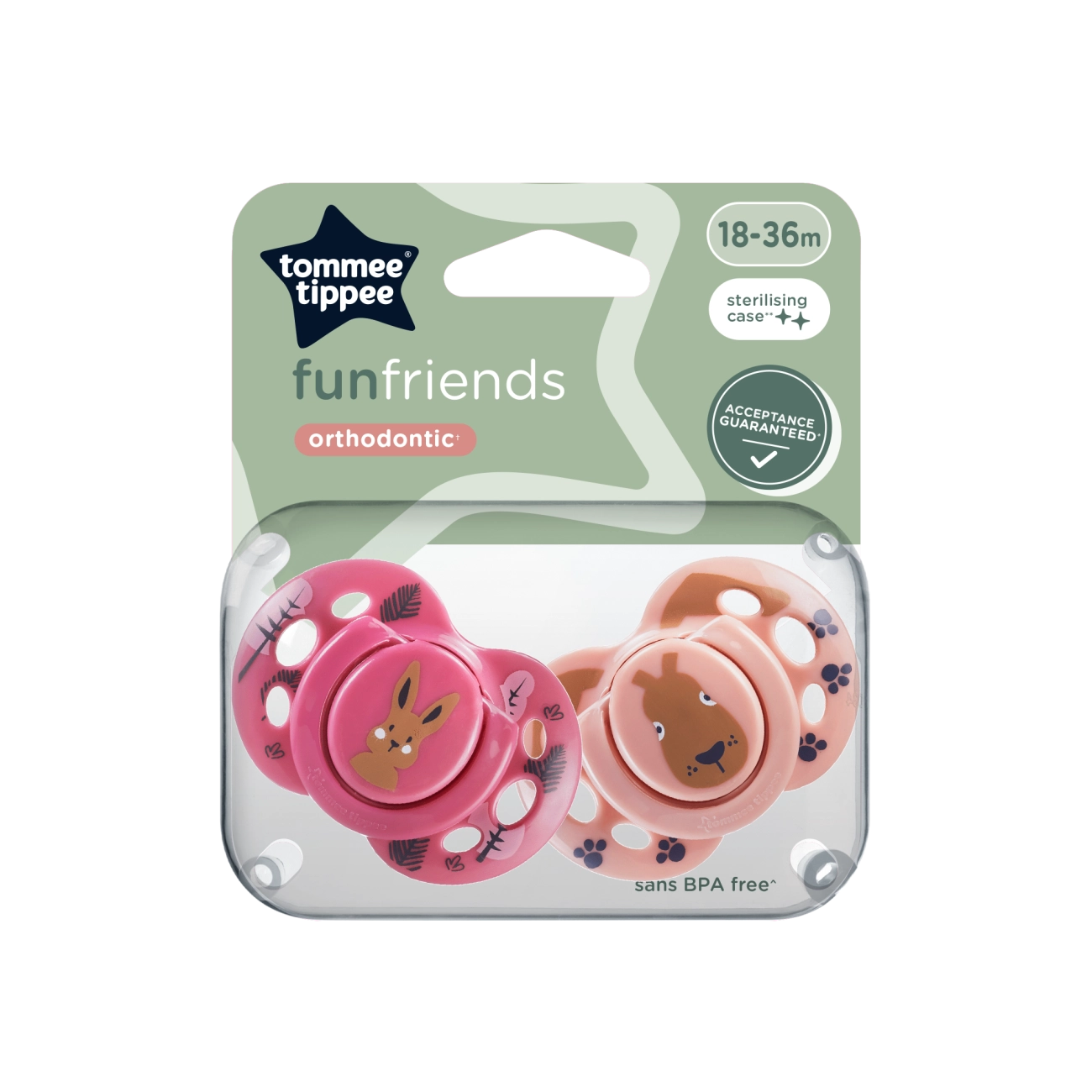 Tommee Tippee Dudlík silikon fun girl 2ks 18-36m - více barevných variant