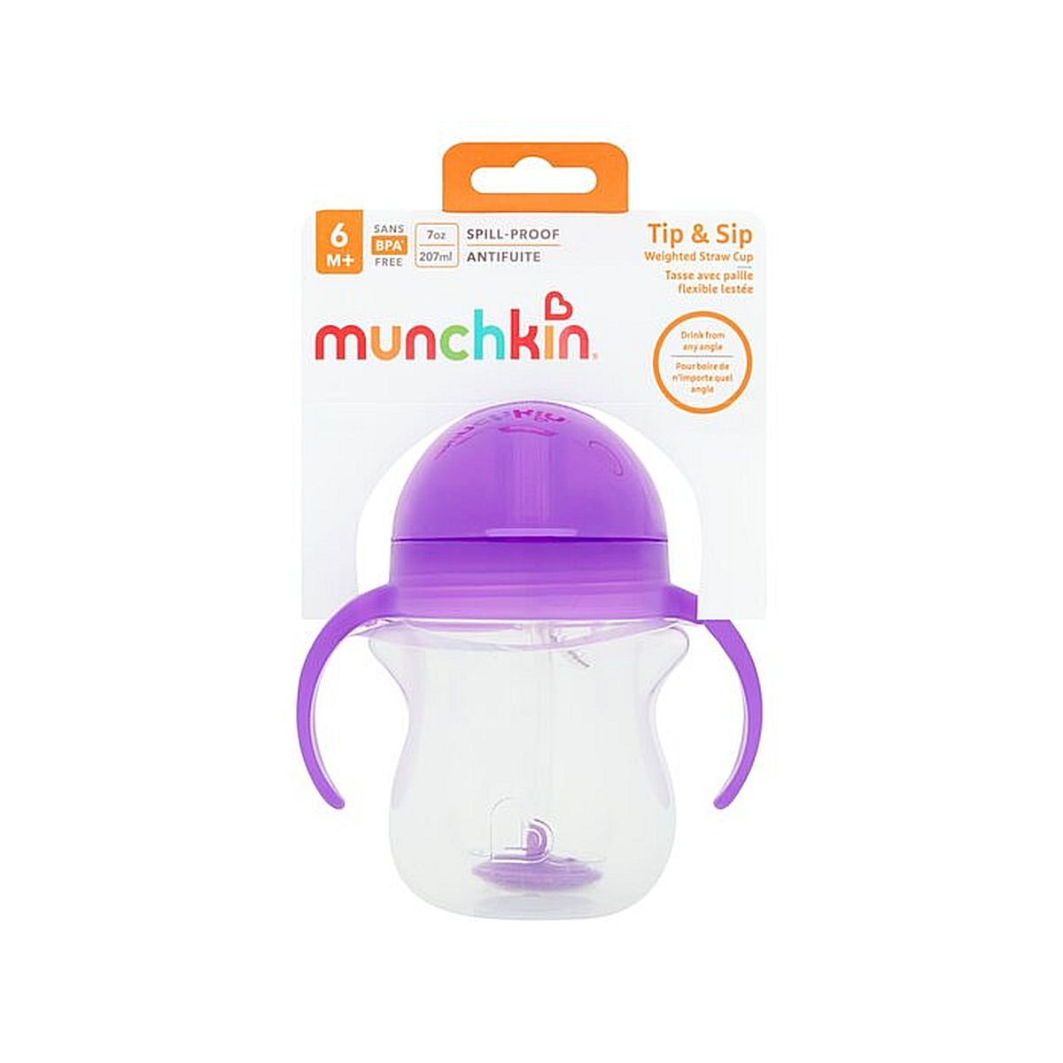 Levně Munchkin Click Lock Tip & Sip hrneček 207ml, 6m+, fialový