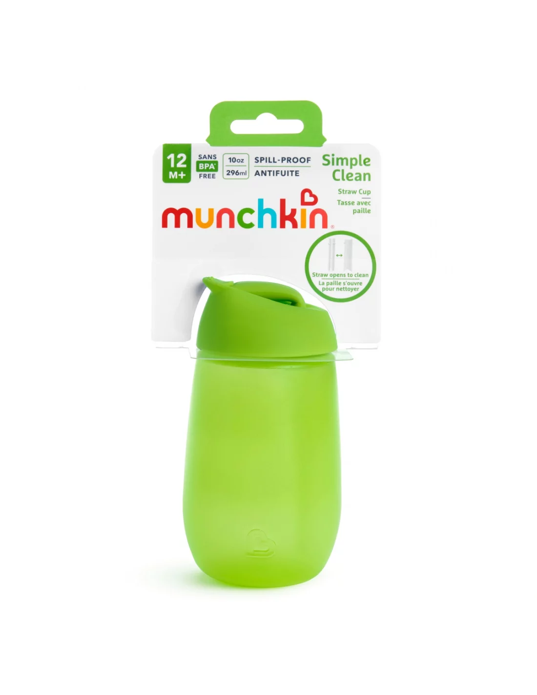 Munchkin Simple Clean lahvička s brčkem, 296ml, 12m+, zelená