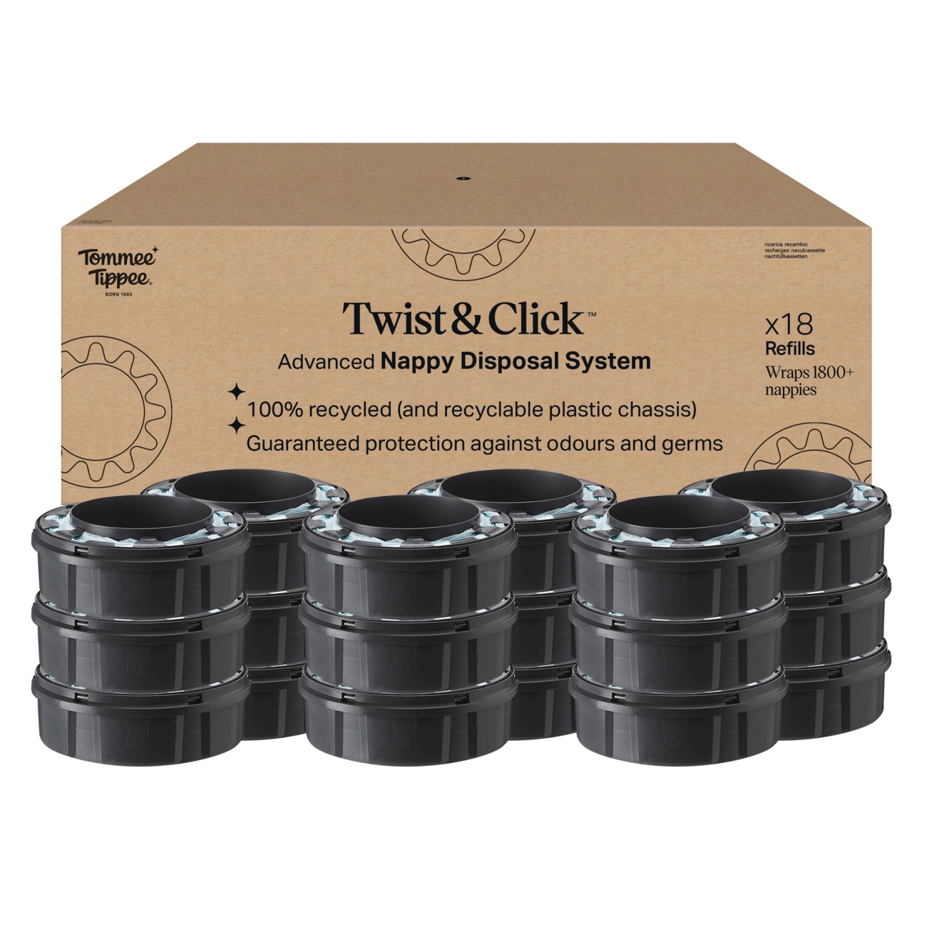 Tommee Tippee Twist & Click Náhradní Kazety Výhodné Balení, 18 ks