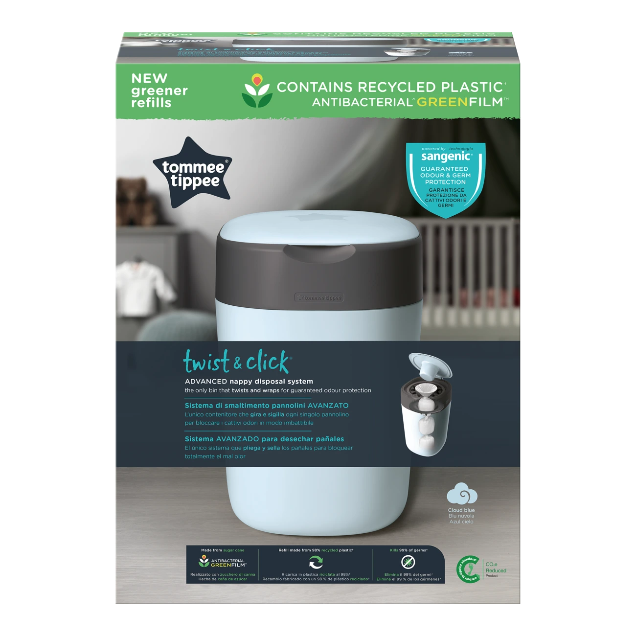 Levně Tommee Tippee Twist & Click Koš Na Pleny, Modrý