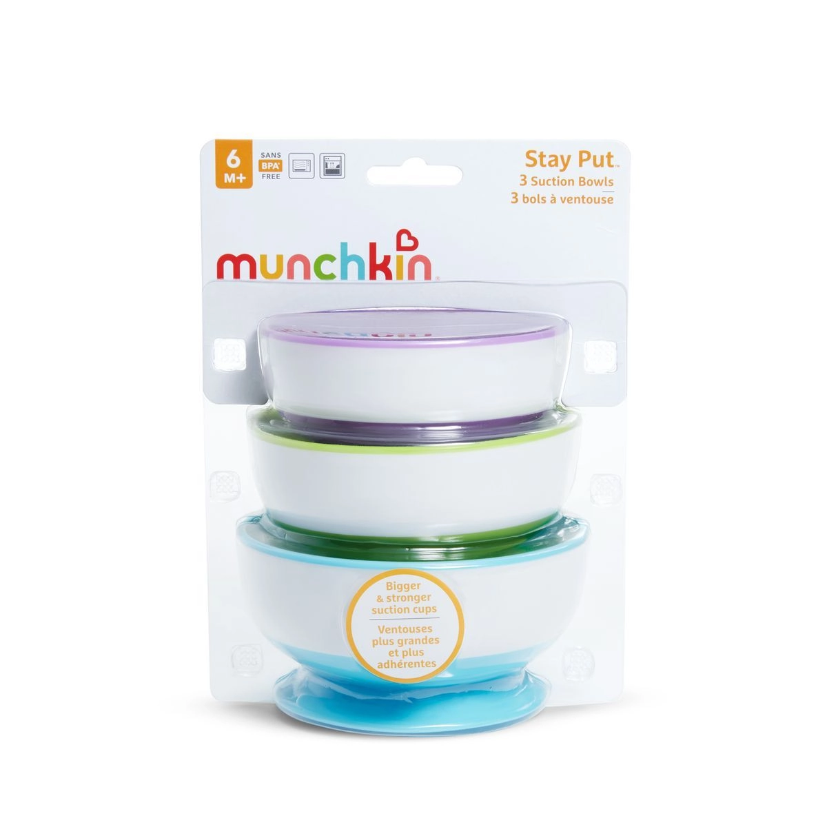 Munchkin Misky s přísavkami modrá/zelená/fialová, 3 ks
