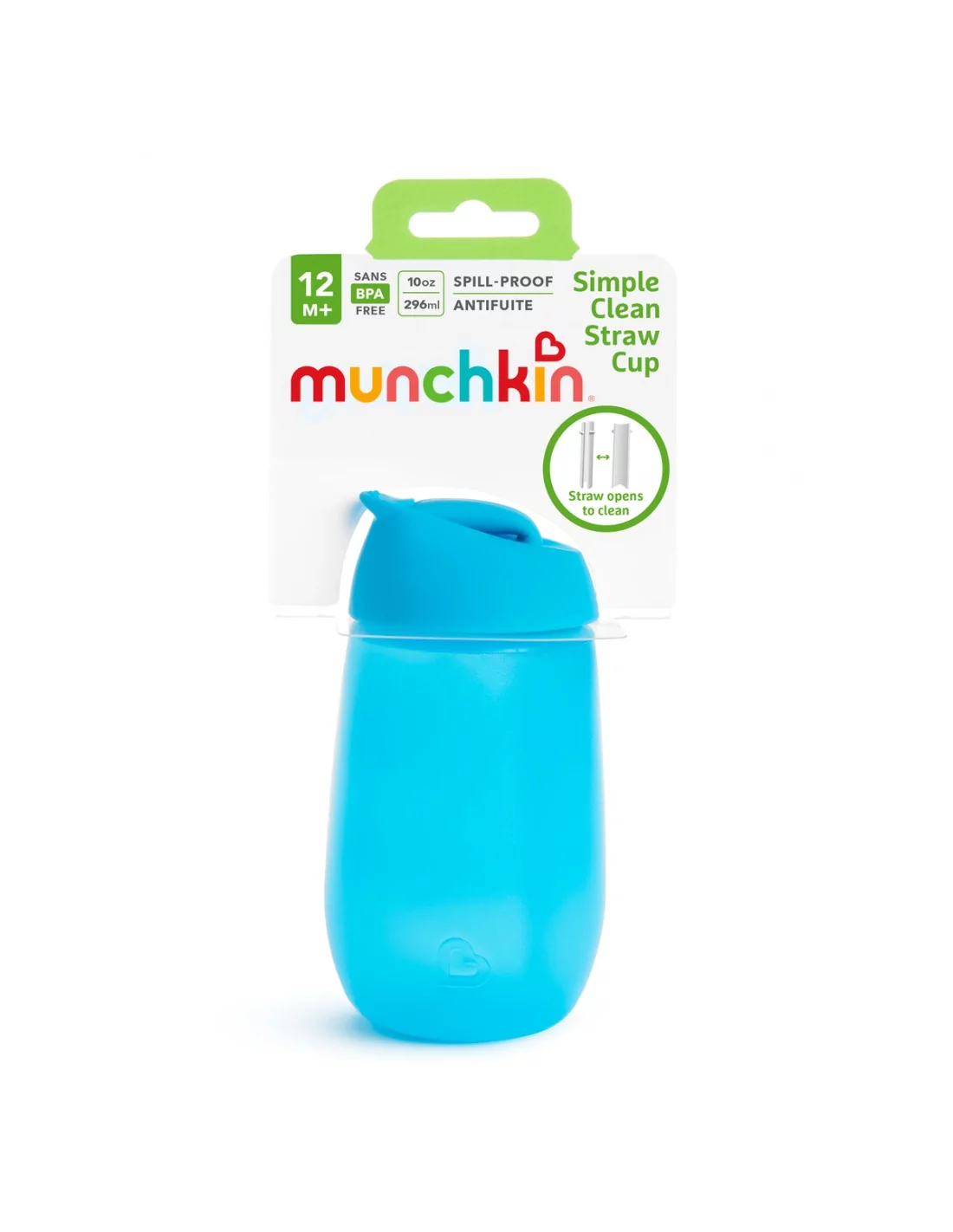 Munchkin Simple Clean lahvička s brčkem (296 ml), 12 m+, modrá