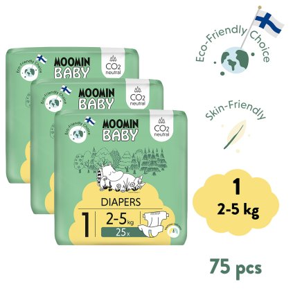Moomin Baby 1 Newborn 2–5 kg (75 db), havi  ökopelenka csomag