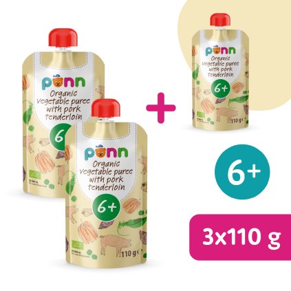2+1 INGYEN: SALVEST Põnn BIO Sertés szűzpecsenye zöldségpürével (110 g)