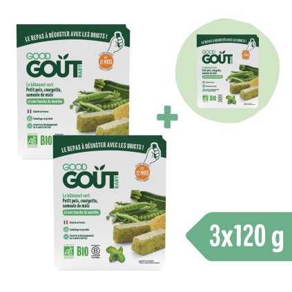 2+1 INGYEN: Good Gout BIO BLW Borsó és cukkini rudacskák (120 g)