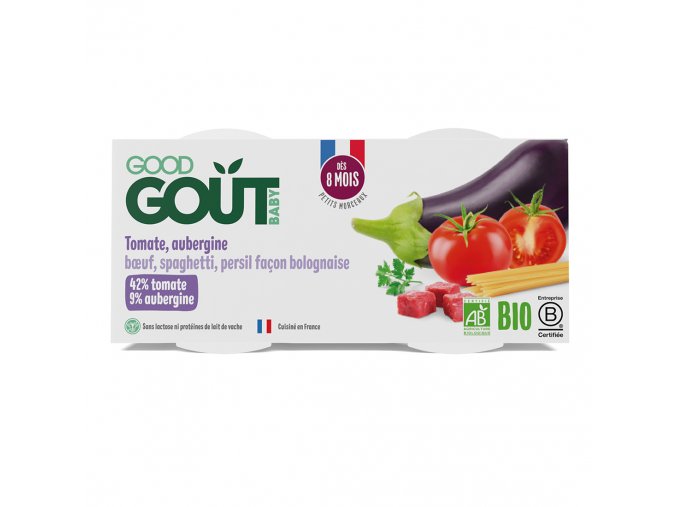 Good Gout BIO Spagetti padlizsánnal és marhahússal (2x190 g)