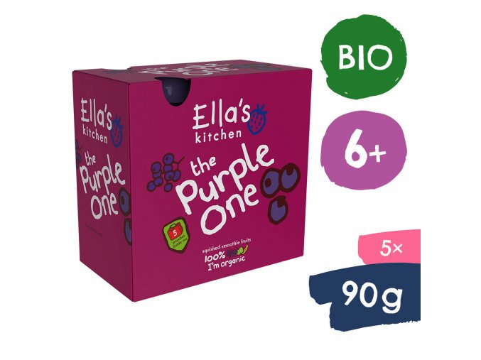 Ella's Kitchen BIO PURPLE ONE gyümölcspüré fekete ribizlivel  (5x90 g)