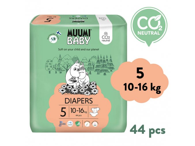 Muumi Baby 5 Maxi+ 10-16 kg (44 db), öko pelenka