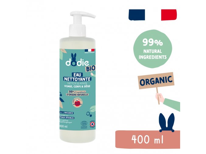 Dodie Organic Gyermek tisztítóvíz 3 az 1-ben (400 ml)