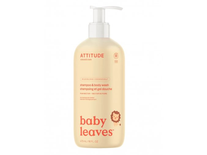 Attitude Baby Leaves Baba testszappan és sampon körtelé illattal 2az1-ben (473 ml)