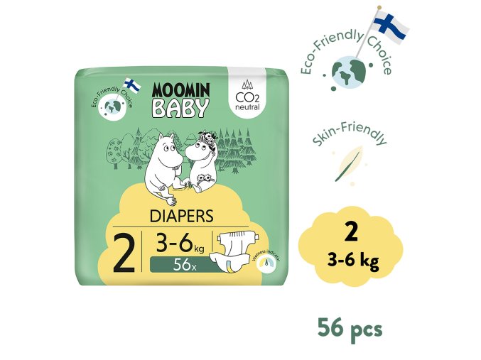 Moomin Baby 2 Newborn 3–6 kg (56 db), ökopelenka