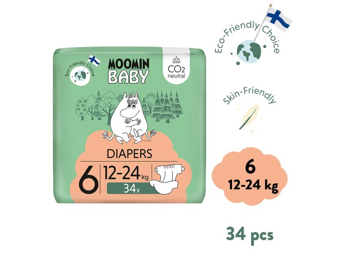 Moomin Baby 6 Maxi 12–24 kg (34 db), ökopelenka