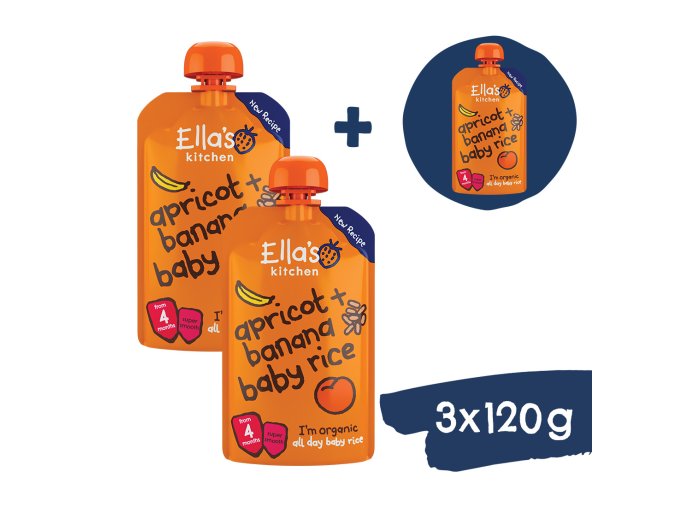 2+1 INGYEN: Ella's Kitchen BIO Gyermek rizs, banán és sárgabarack (120 g)