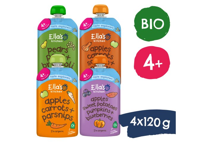 Ella’s Kitchen BIO Mix gyümölcsös-zöldséges bébiétel (4×120 g)