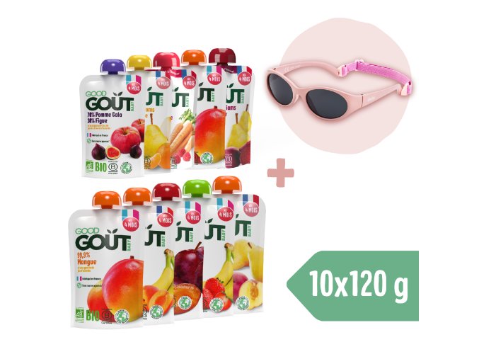 Good Gout BIO Kapszulás 10 csomag + Dodie napszemüveg (0 - 18 hónap), rózsaszín