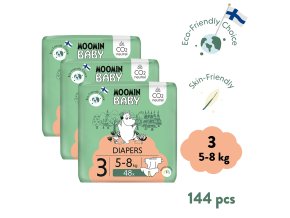 Moomin Baby 3 Midi 5–8 kg (144 db), havi  ökopelenka csomag
