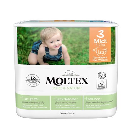 Moltex Pure & Nature Midi 4–9 kg (33 szt), eko pieluszki