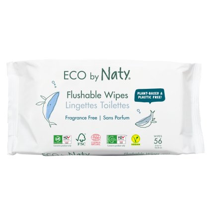 Eco by Naty Chusteczki nawilżane, bezzapachowe, ECO, spłukiwalne (56 szt)