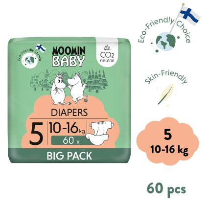 Moomin Baby 5 Maxi 10-16 kg (60 szt), eko pieluszki