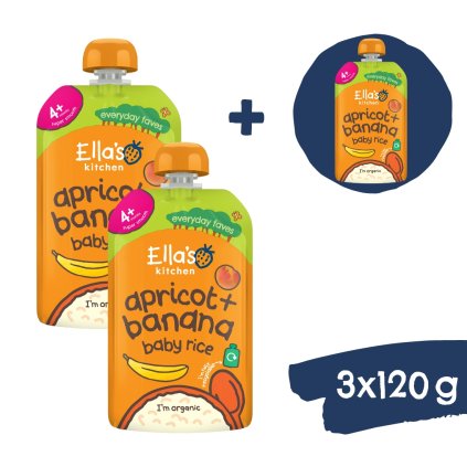 2+1 GRATIS: Ella's Kitchen BIO Ryż dla dzieci, banan i morela (120 g)