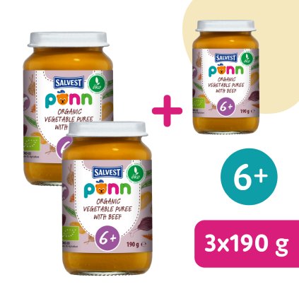 2+1 GRATIS: SALVEST Põnn BIO Wołowina z puree warzywnym (190 g)