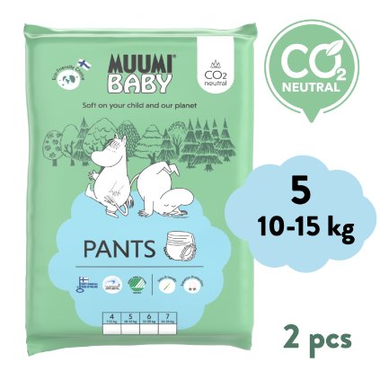 Muumi Baby Pants 5 Maxi+ 10-15 kg (2 szt), eko pieluchomajtki