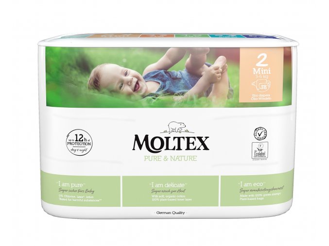 Moltex Pure & Nature Mini 3–6 kg (38 szt), eko pieluszki