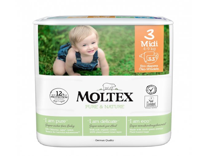 Moltex Pure & Nature Midi 4–9 kg (33 szt), eko pieluszki