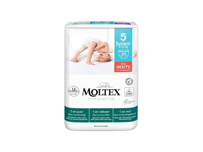 Moltex Pure & Nature Junior 9–14 kg (20 szt), eko pieluchomajtki