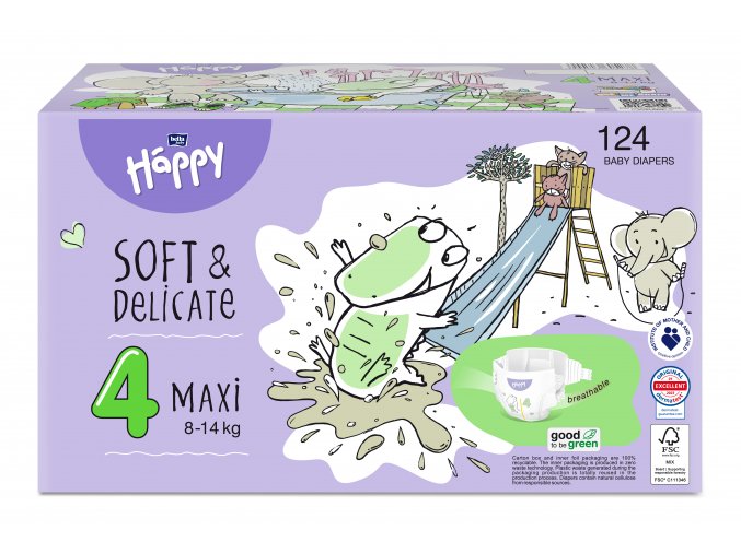 Bella Baby Happy Pieluszki dziecięce Maxi Toy Box rozm. 4 (124 szt)