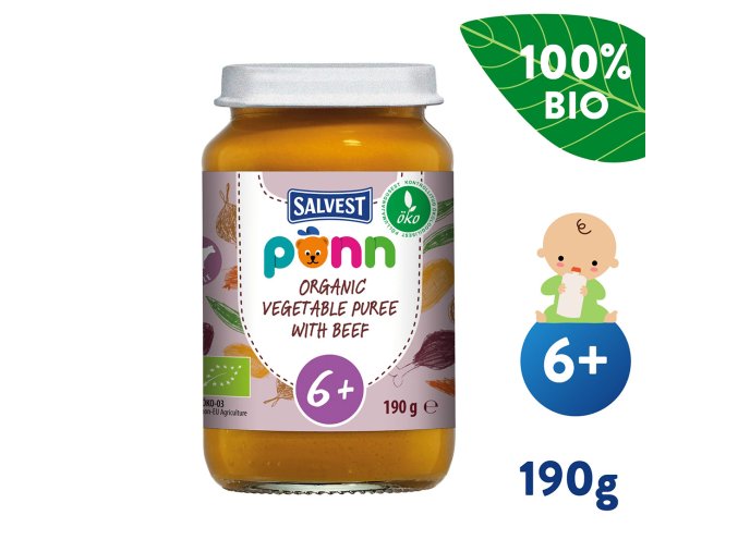 Salvest PÕNN BIO Wołowina z puree warzywnym (190 g), eksp. 07.08.2025