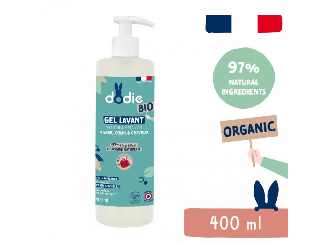 Dodie Organic Żel do mycia włosów, ciała i twarzy dla dzieci 3w1 (400 ml)