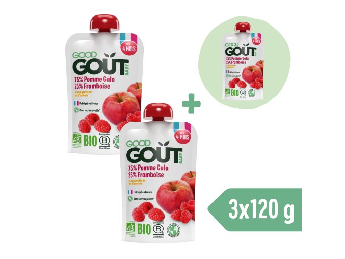 2+1 GRATIS: Good Gout BIO Jabłko z maliną (120 g)