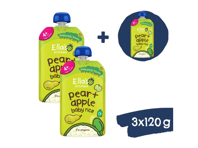 2+1 GRATIS: Ella's Kitchen BIO ryż dla dzieci gruszka i jabłko (120 g)