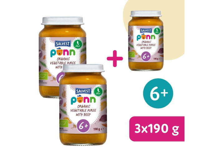2+1 GRATIS: SALVEST Põnn BIO Wołowina z puree warzywnym (190 g)